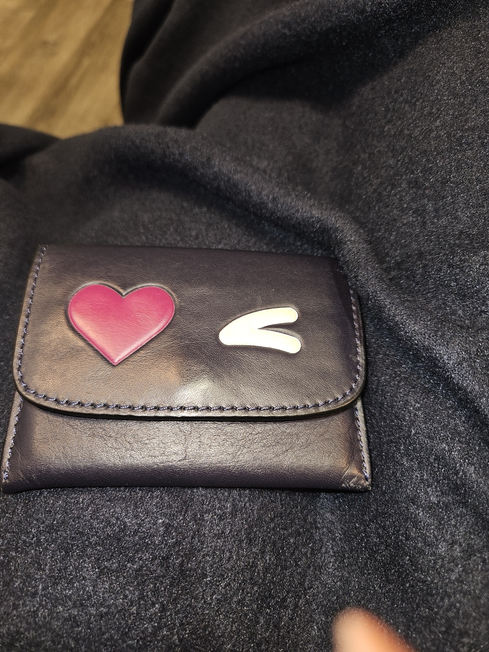 Coach Leather Card Wallet with Pink Heart and White Accent - Women Accessories